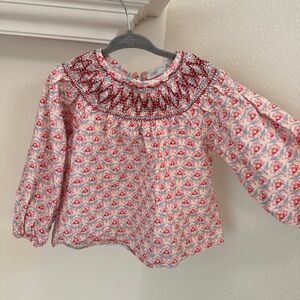 Zara Girls Smocked Floral Long-Sleeve Blouse 3T